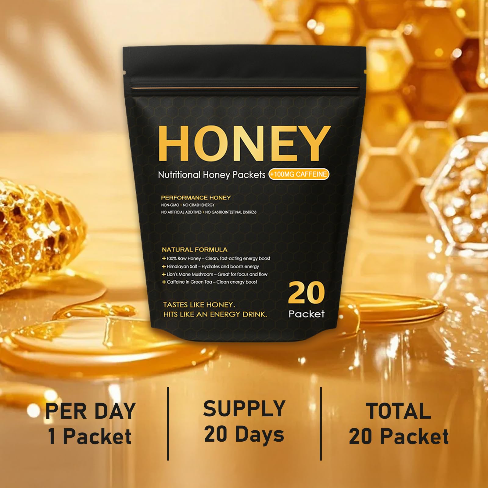 Awjsde Nutrition Honey Packets travel-friendly sticks suitable for on-the-go fueling.