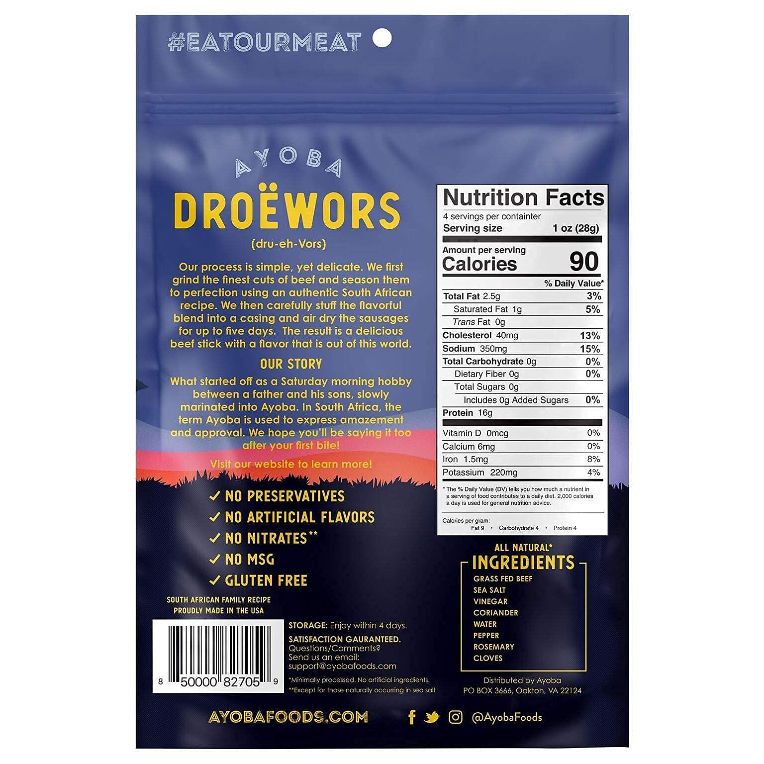 Ayoba Droewors texture closeup reveals tender air-dried bites.