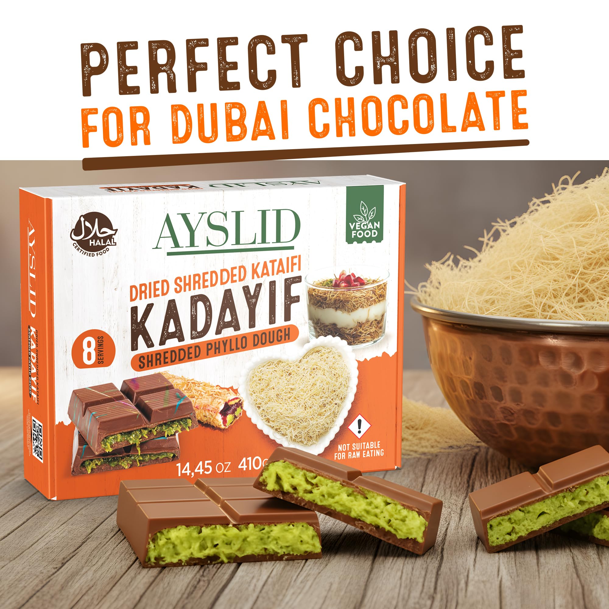 AYSLID kataifi dough threads form delicate kunafa nests for elegant desserts