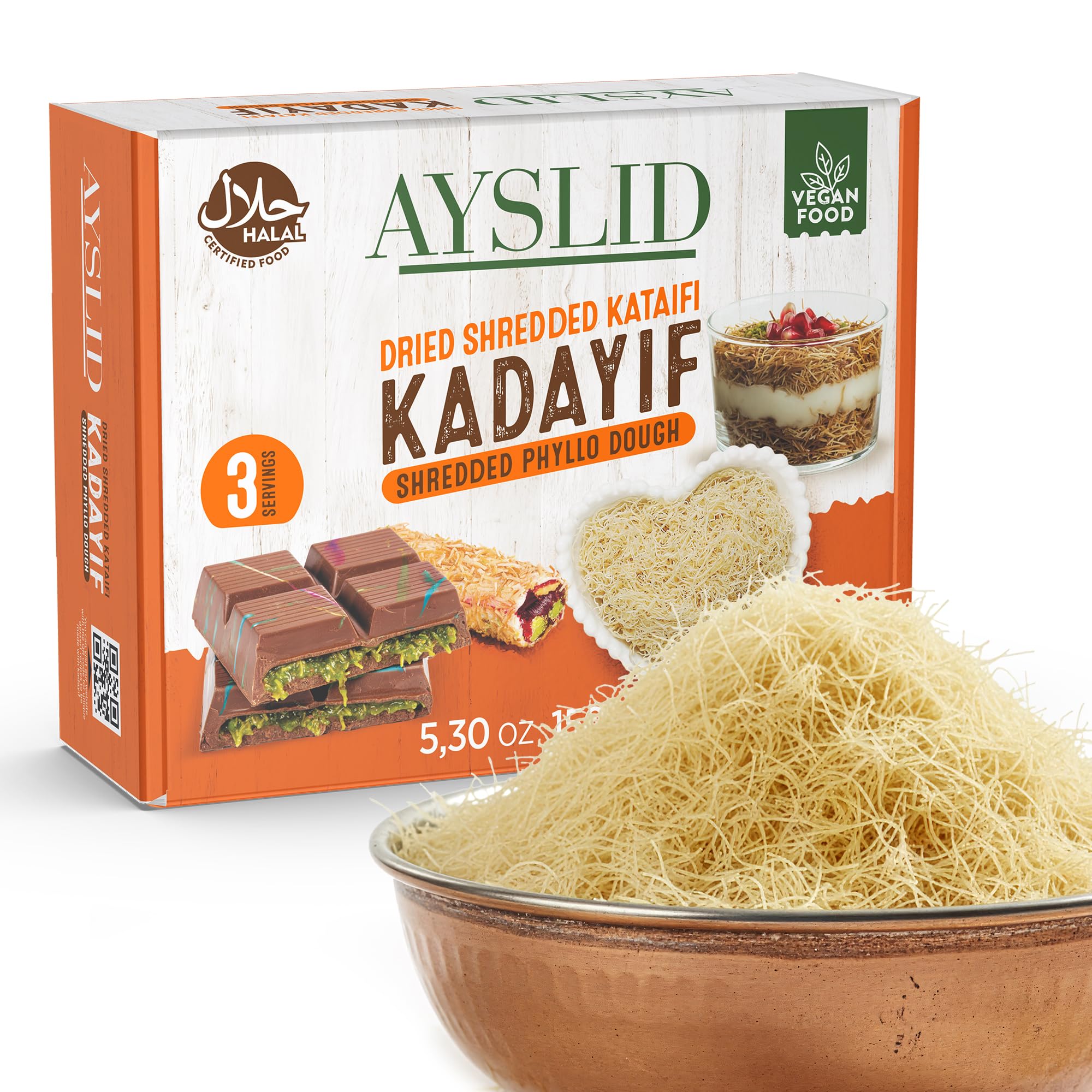 AYSLID Kataifi dried threads pack ready for small-batch baking