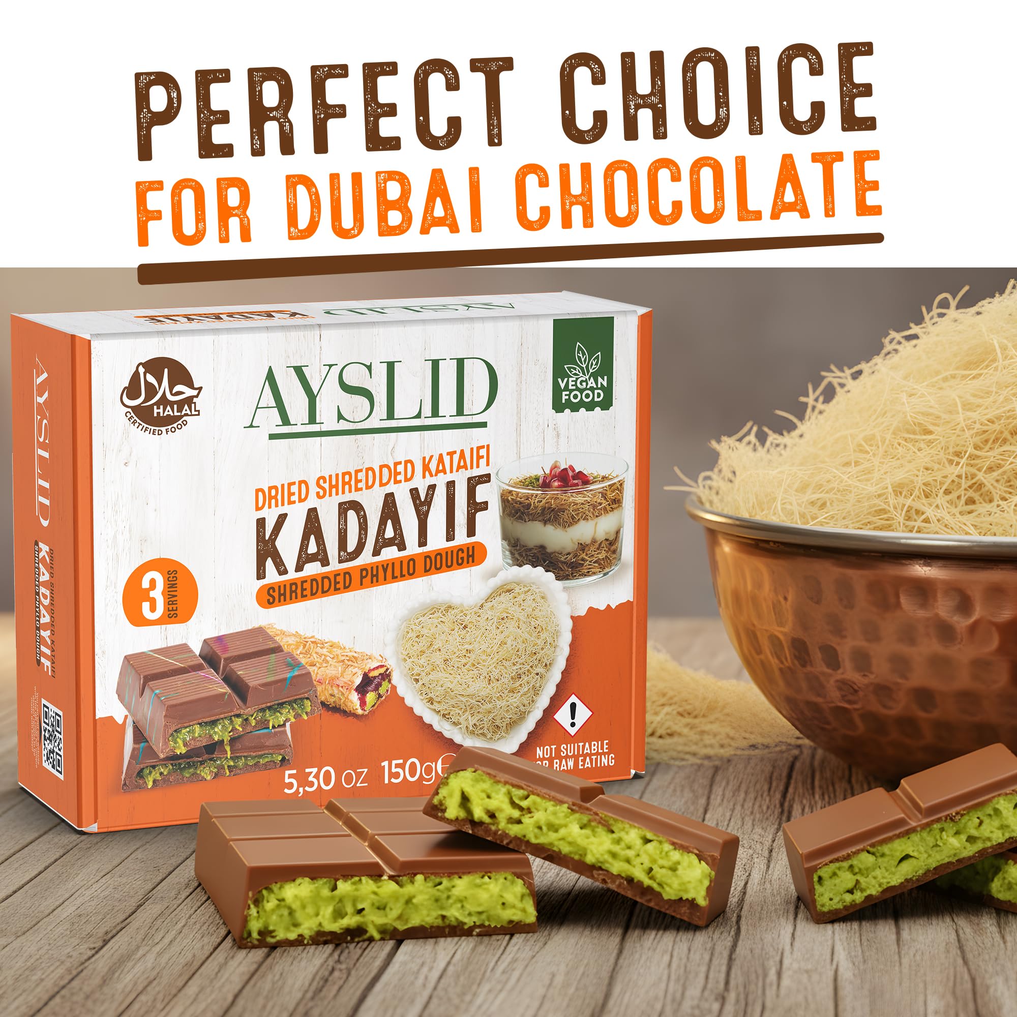 AYSLID Kataifi ready for toasting demonstrates customizable color and crunch