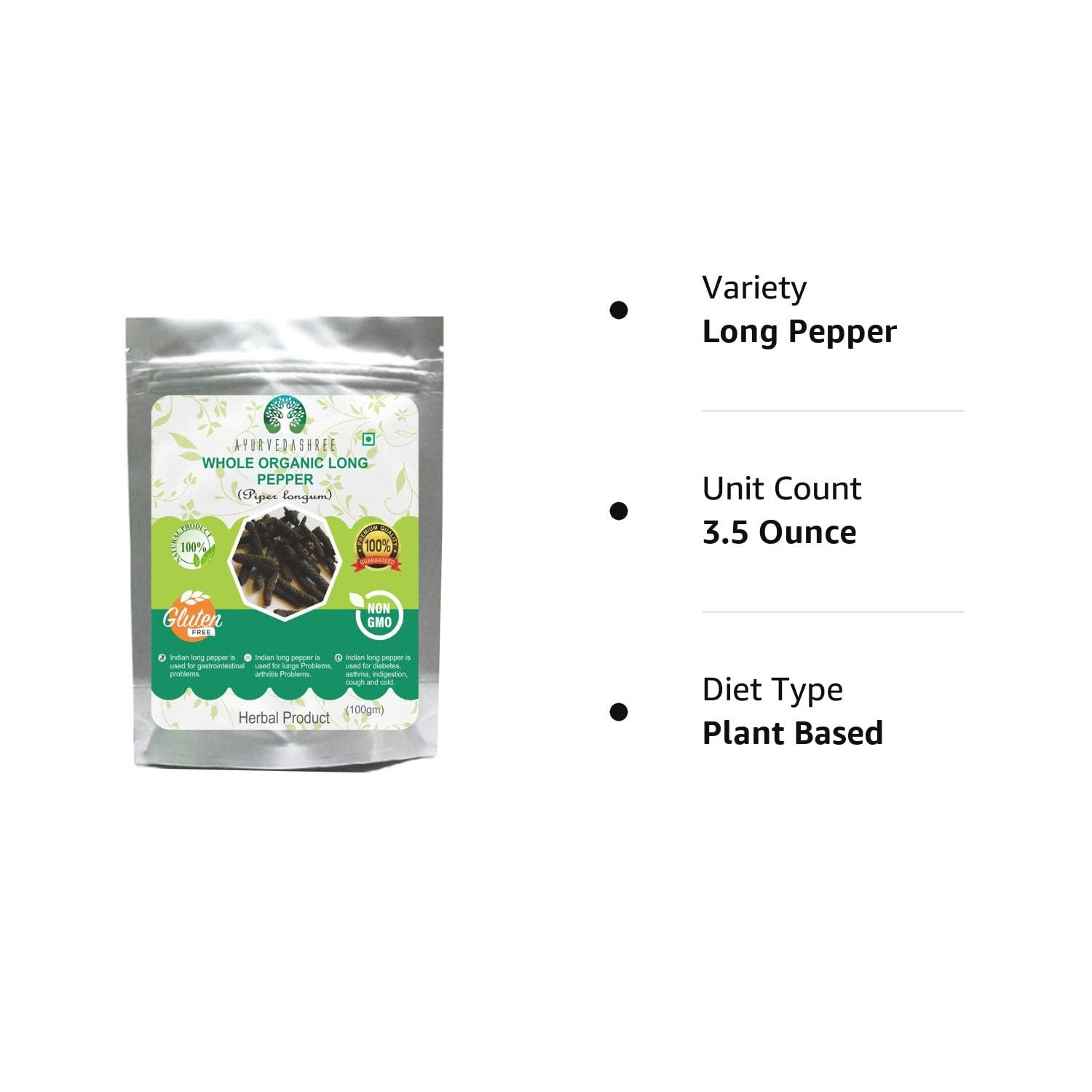 AYURVEDASHREE long pepper on kitchen shelf, a staple for Indian cooking.