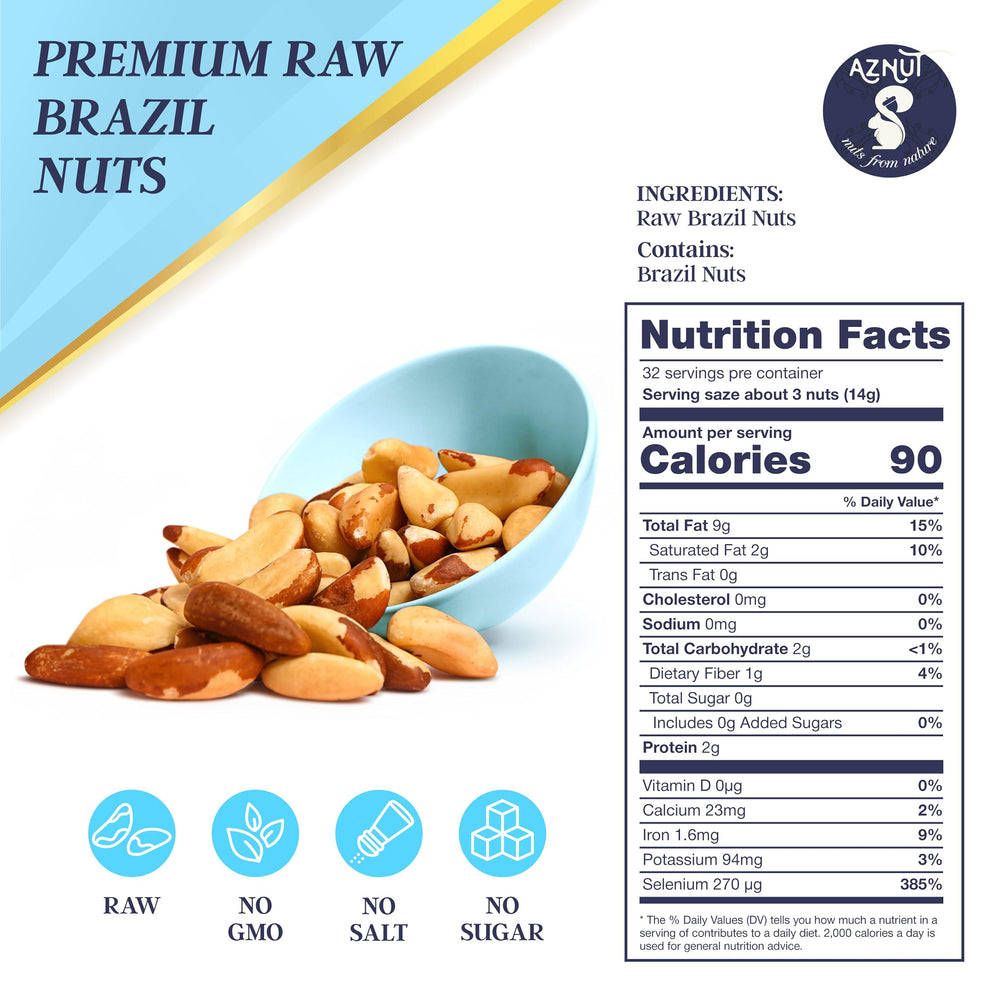 AZNUT Brazil Nuts creamy fresh close-up image, tasty and healthy.