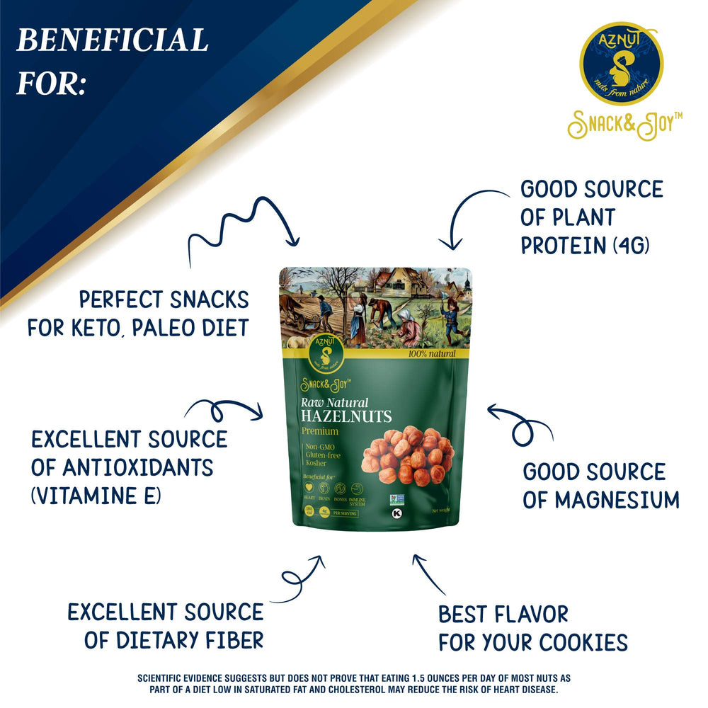 AZNUT hazelnuts non-GMO certified for clean eating.