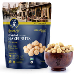 AZNUT roasted unsalted hazelnuts in a 2 lb bag for snacking and baking.
