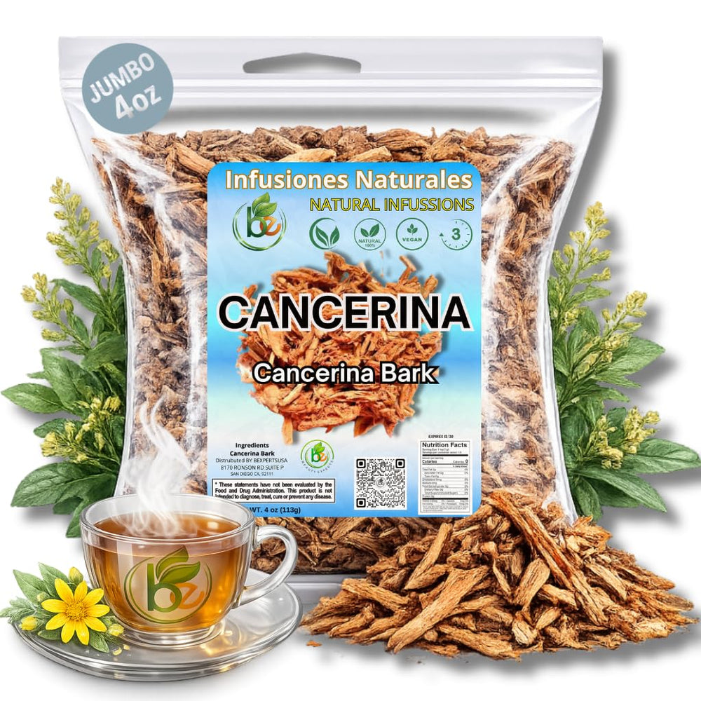B-Experts Cancerina tea packaging showing a natural herbal blend ready to brew