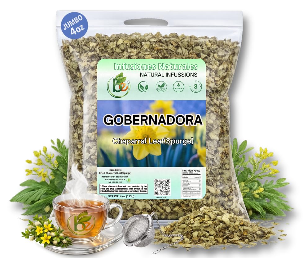 B-Experts Gobernadora Tea packaging front showcases authentic desert herb for wellness.