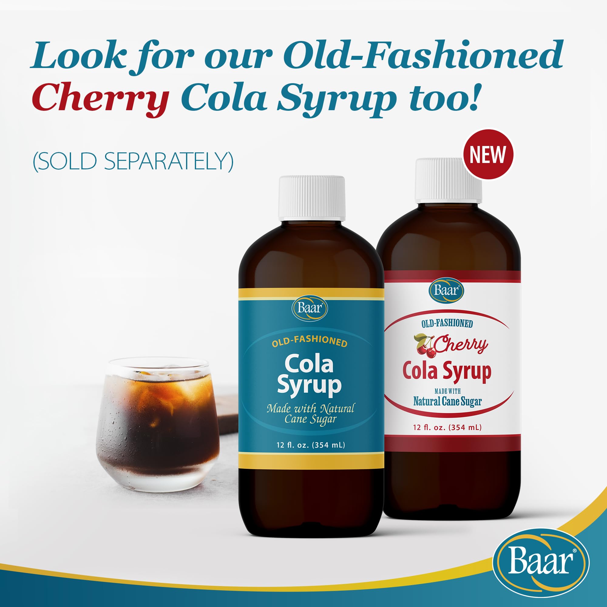 Baar Cola Syrup bottle beside packaging signals ready-to-use option