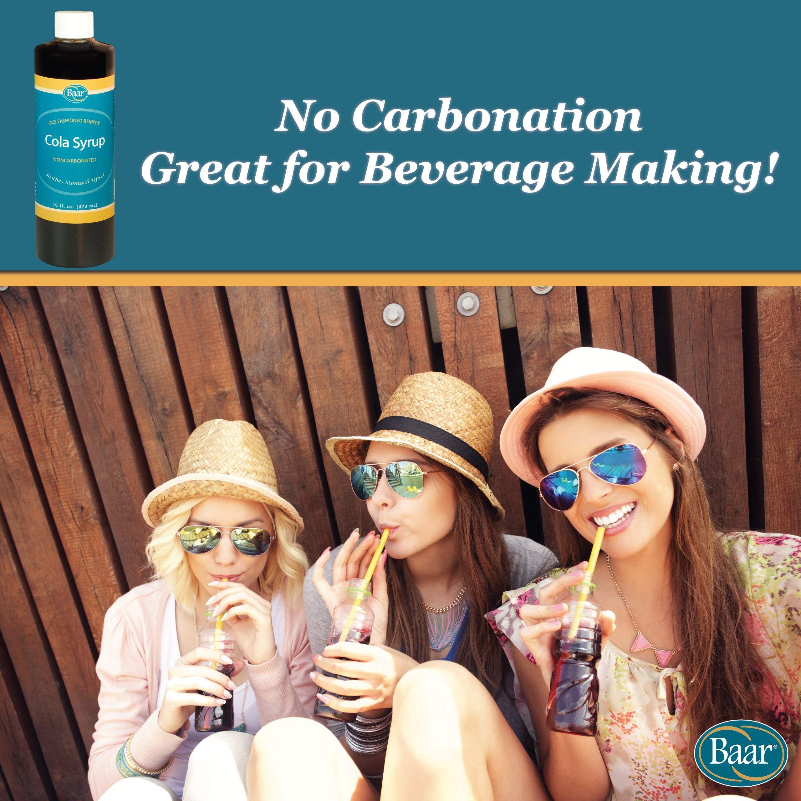 Baar Cola Syrup label highlights digestive-friendly, multi-use benefits.