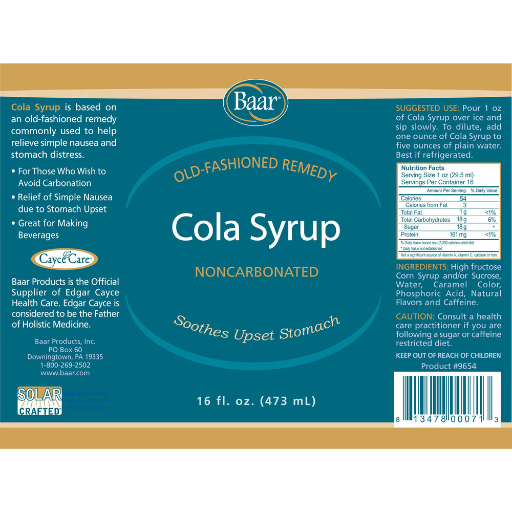 Pour Baar Cola Syrup over ice to enjoy a soothing cola-inspired drink.