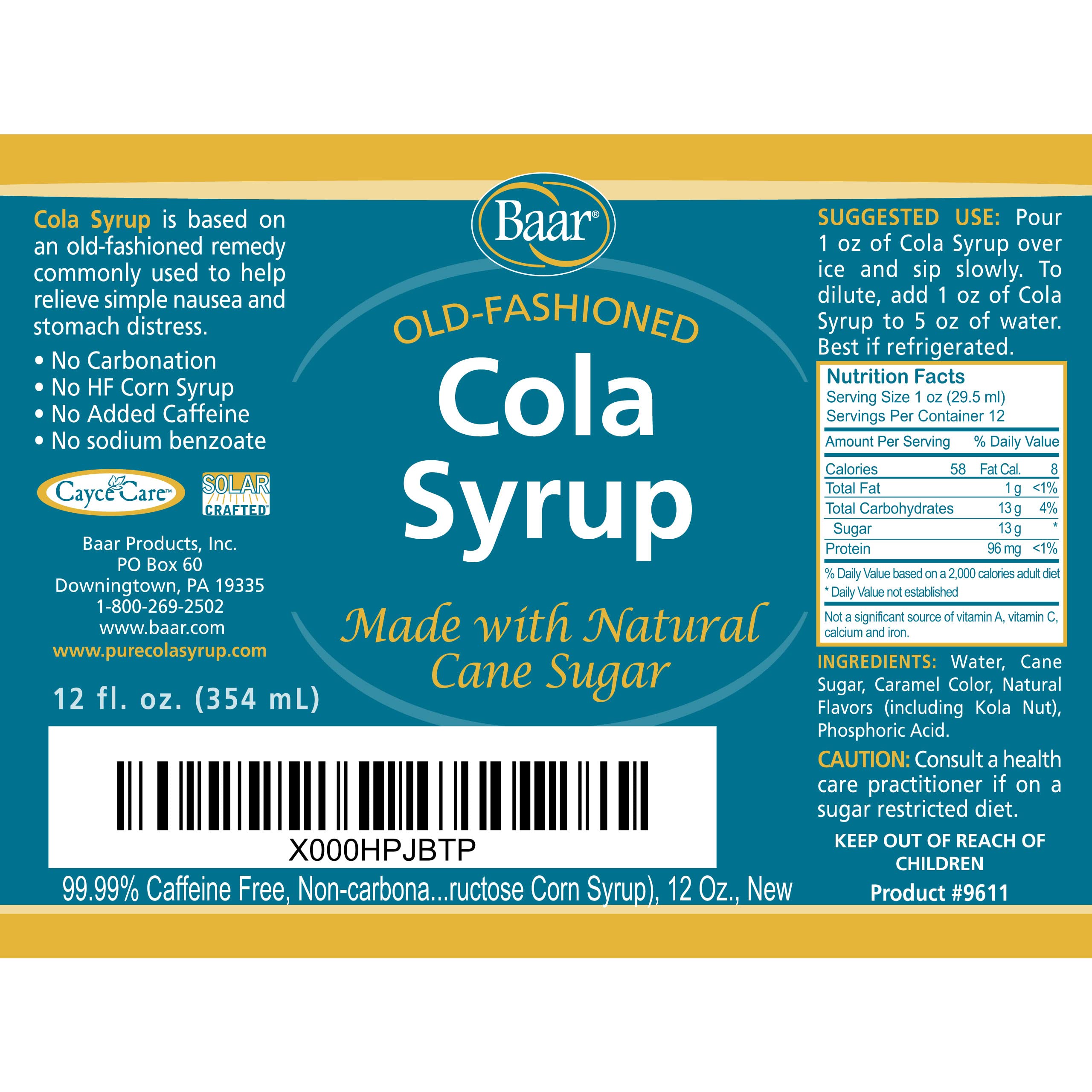 Pour Baar Cola Syrup into a glass for a simple non-carbonated treat