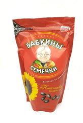 Babkiny roasted sunflower seeds pack closeup; savory crunch for salads and snacks.