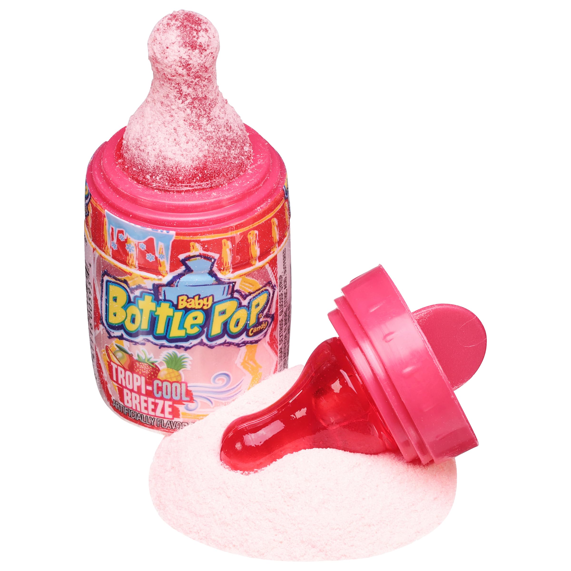 Baby Bottle Pop flavors on display, featuring Strawberry and Watermelon options.