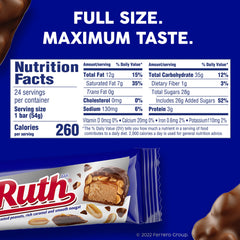 Individually wrapped Baby Ruth bar for easy snacking on the go.
