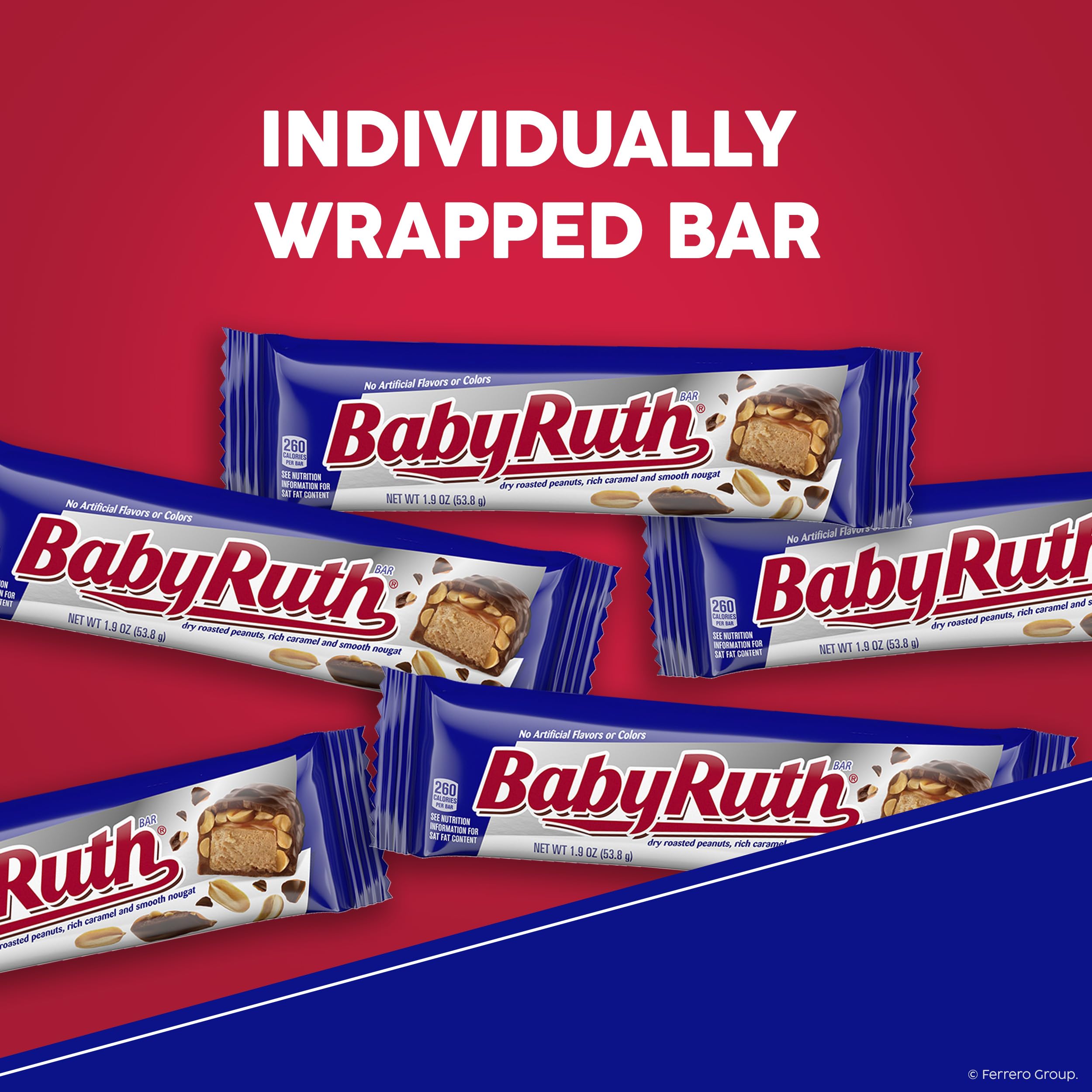Close-up of caramel layer inside a Baby Ruth candy bar.