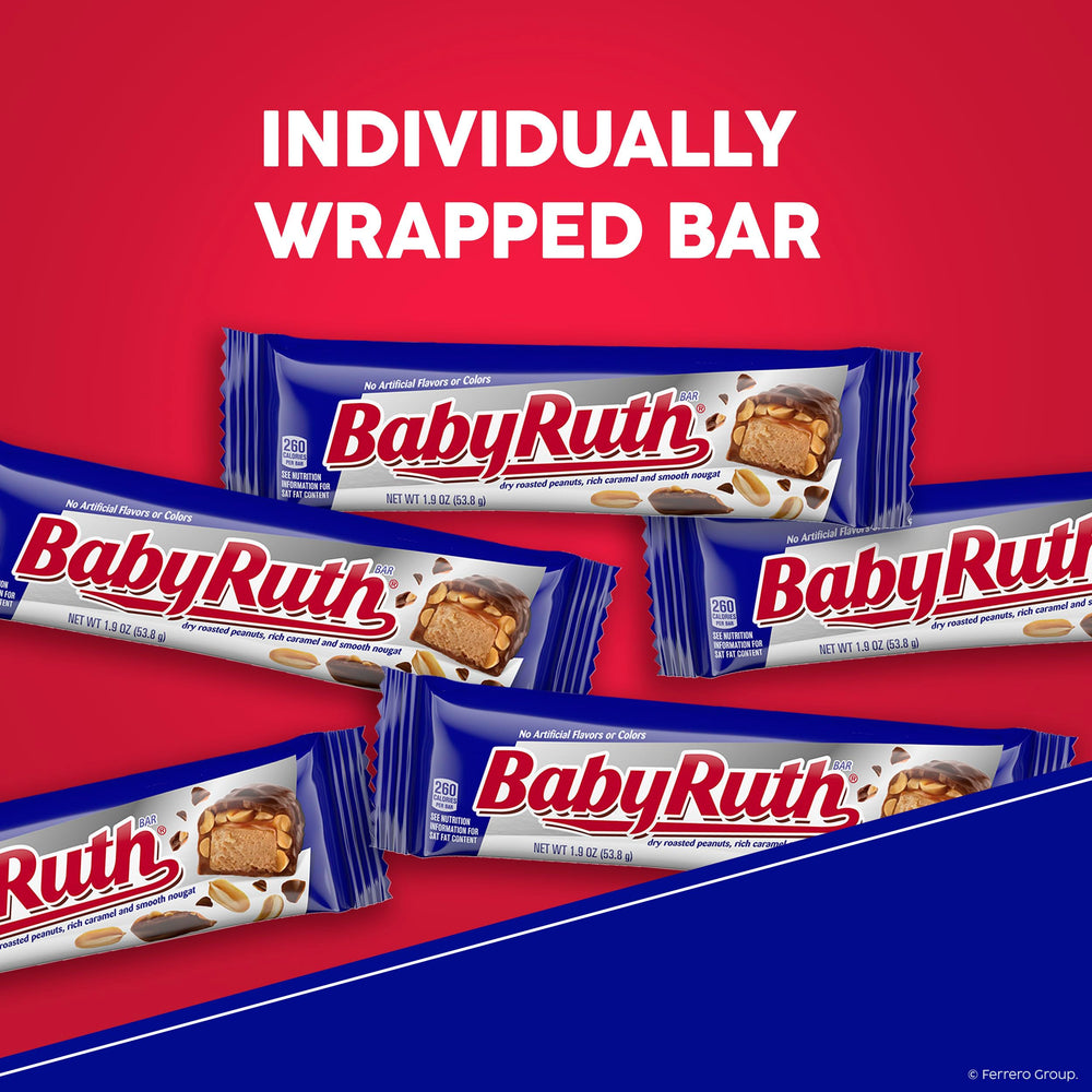 Close-up of caramel layer inside a Baby Ruth candy bar.