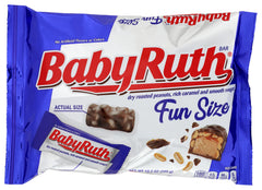 Baby Ruth Fun Size pack of individually wrapped bars for easy sharing.