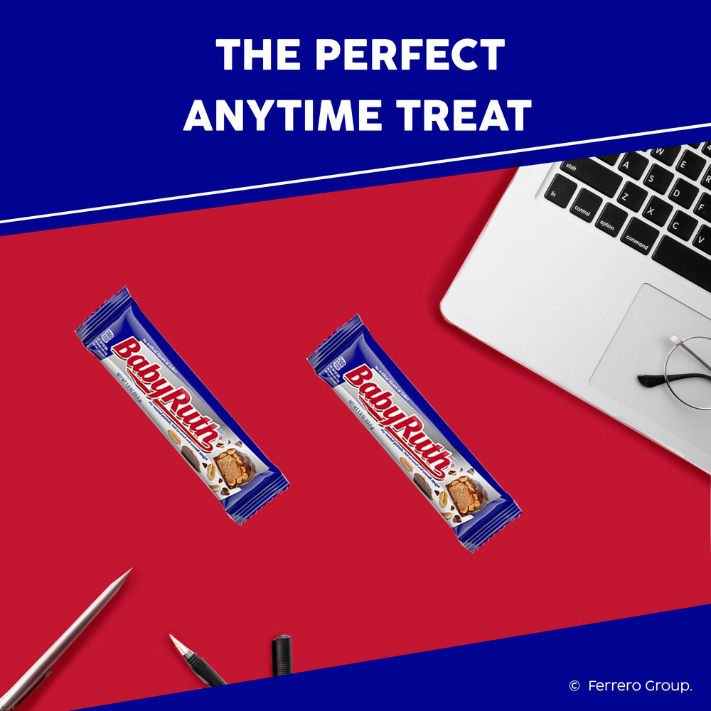 Baby Ruth on a work desk ready for a quick treat.
