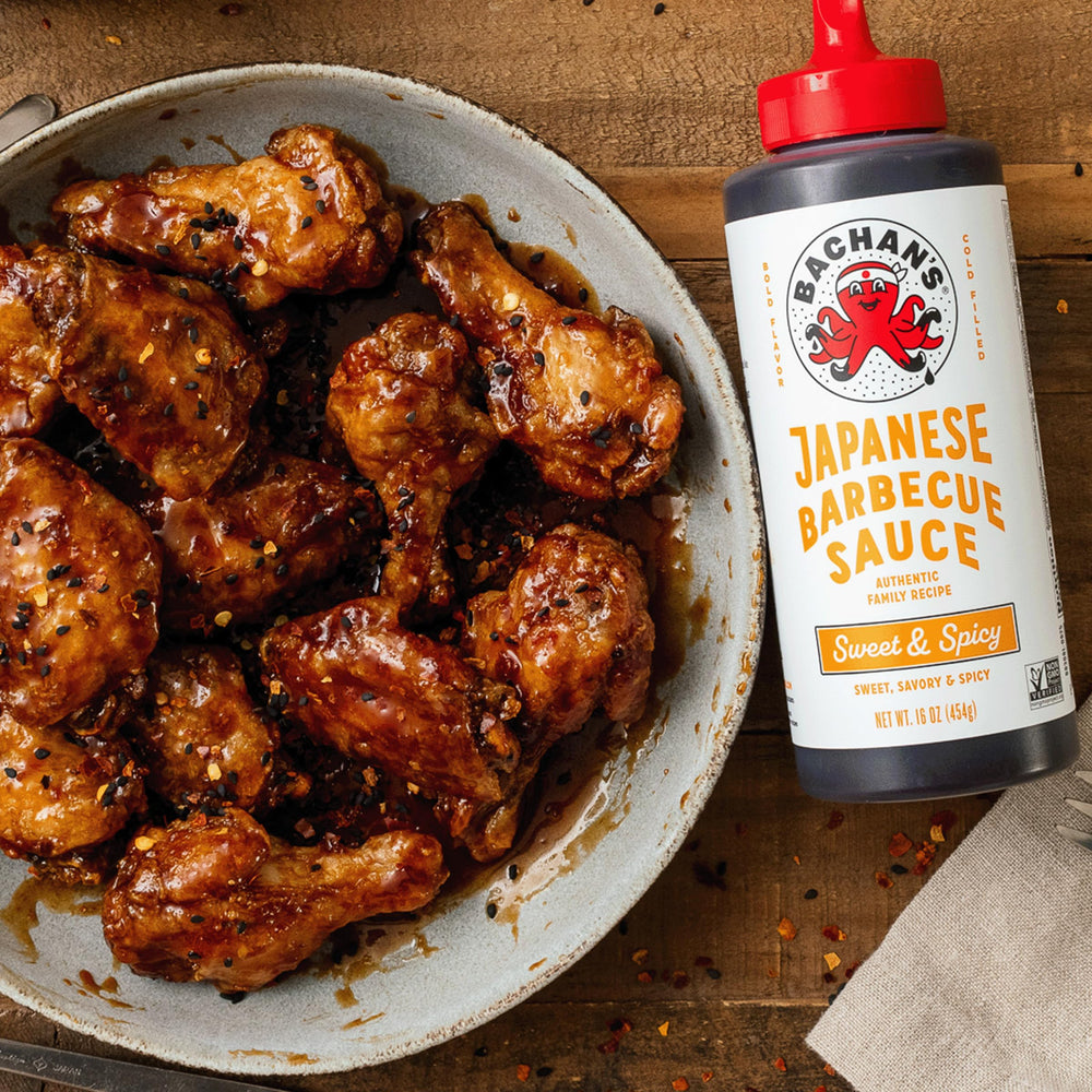 Chicken glazed with Bachan's Japanese BBQ sauce for rich flavor.