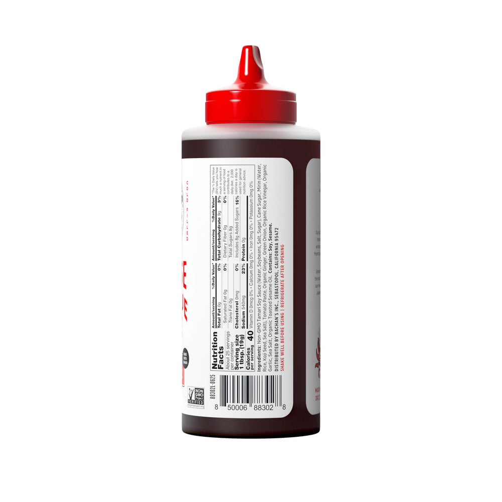 Bachan's label highlights non-GMO, clean ingredients for home cooks.