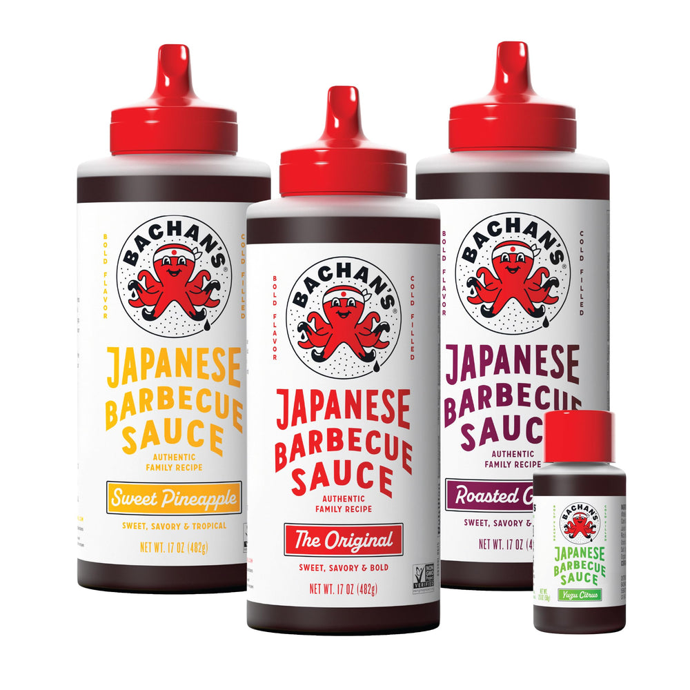 Bachan's Original BBQ bottle poured for a savory glaze
