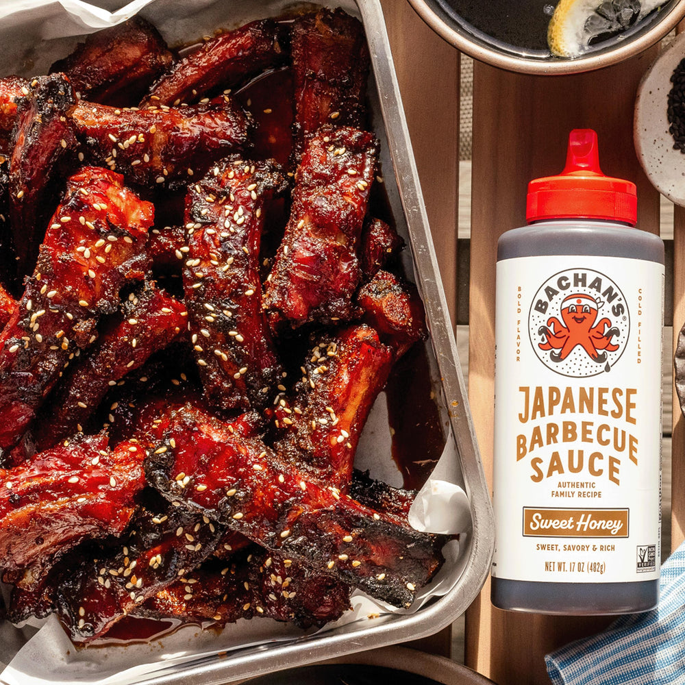 Bachan's Pork Ribs glazed with barbecued sweetness for smoky finish