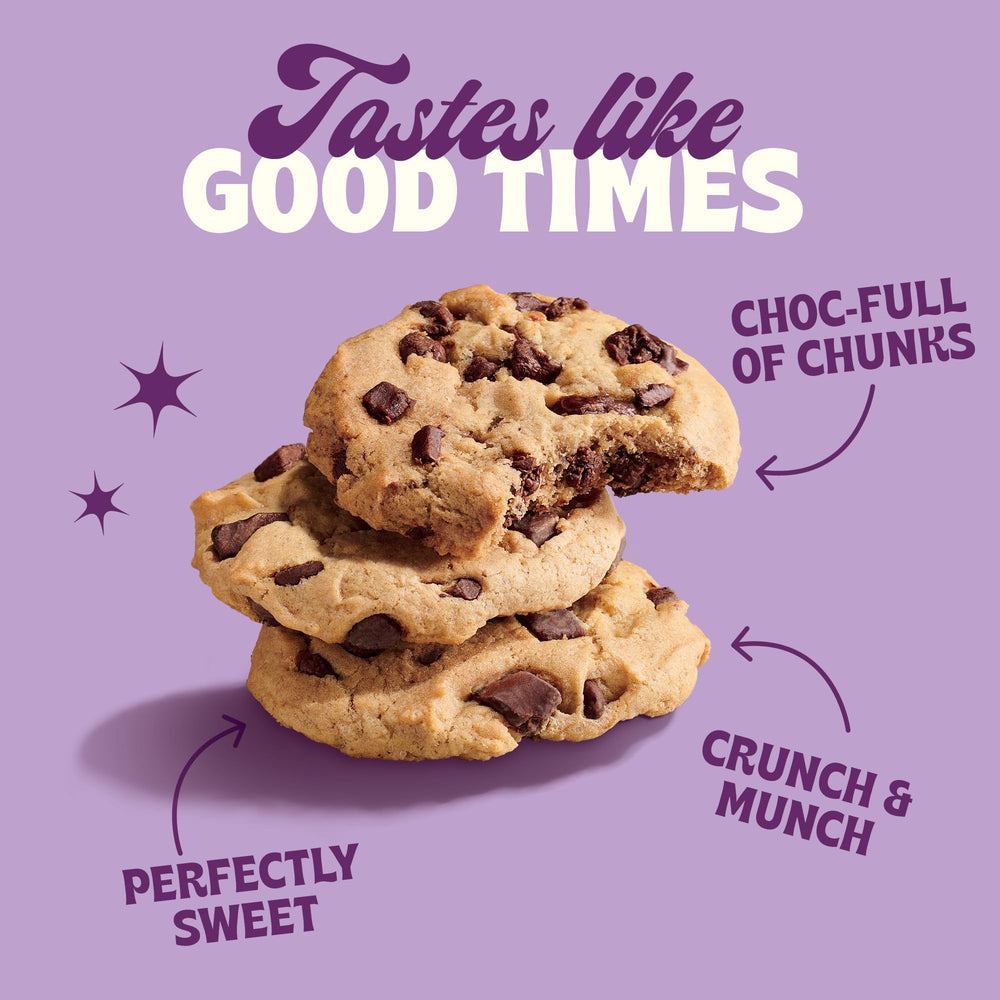 Back To Nature Chocolate Chunk Cookies closeup reveals rich chunks and toasted oats.