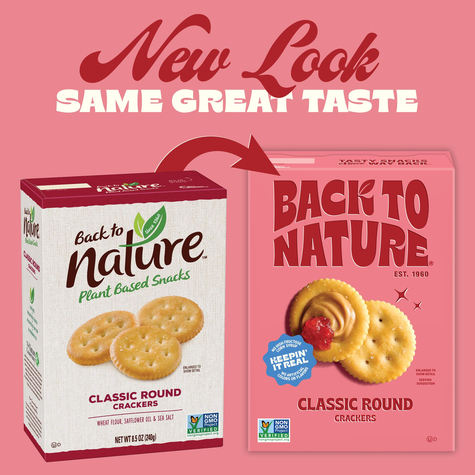 Back to Nature dairy-free packaging, suitable for dairy-free households.