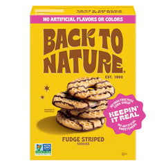 Back To Nature fudge striped cookies packshot highlighting premium ingredients