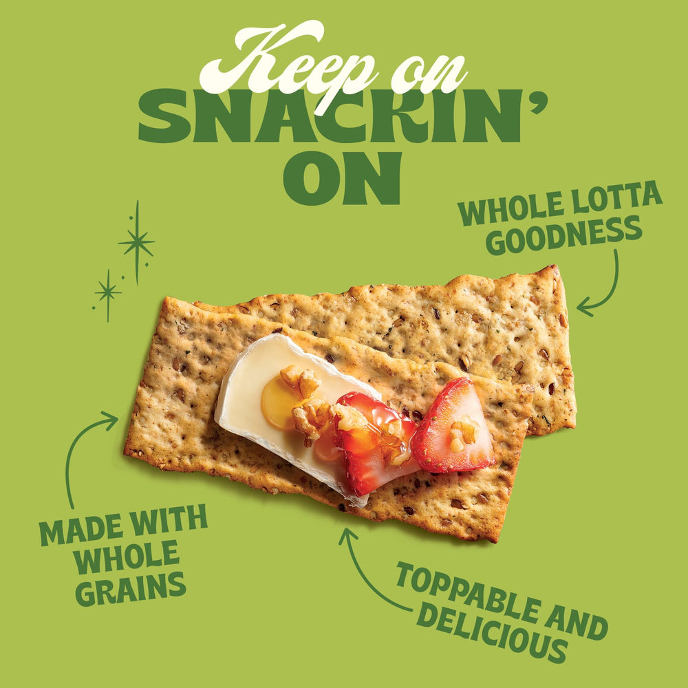 Back To Nature Fltbread Mltgrn crackers stacked as a quick snack option.
