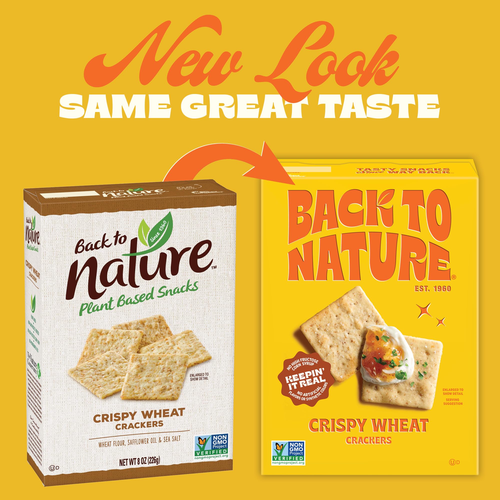 Back To Nature Crispy Wheat Crackers ready for snacking at home or on the go.