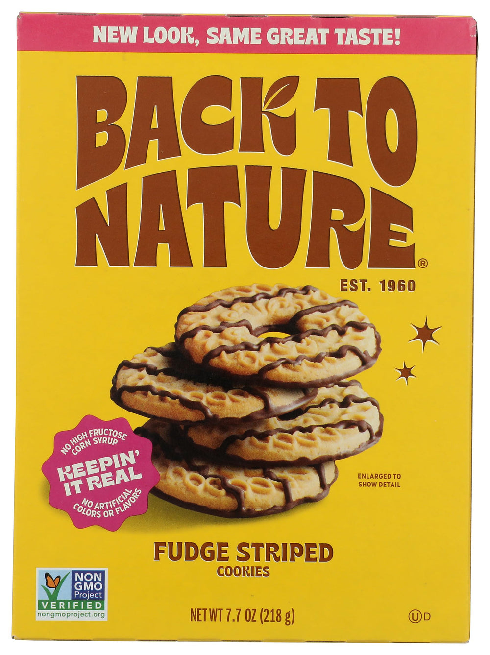 Back to Nature fudge-striped cookies pack shot for a quick snack