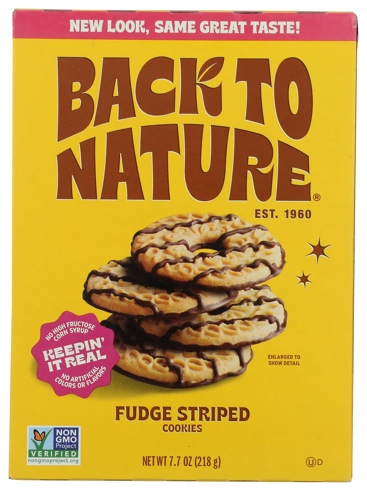 Back to Nature fudge-striped cookies pack shot for a quick snack