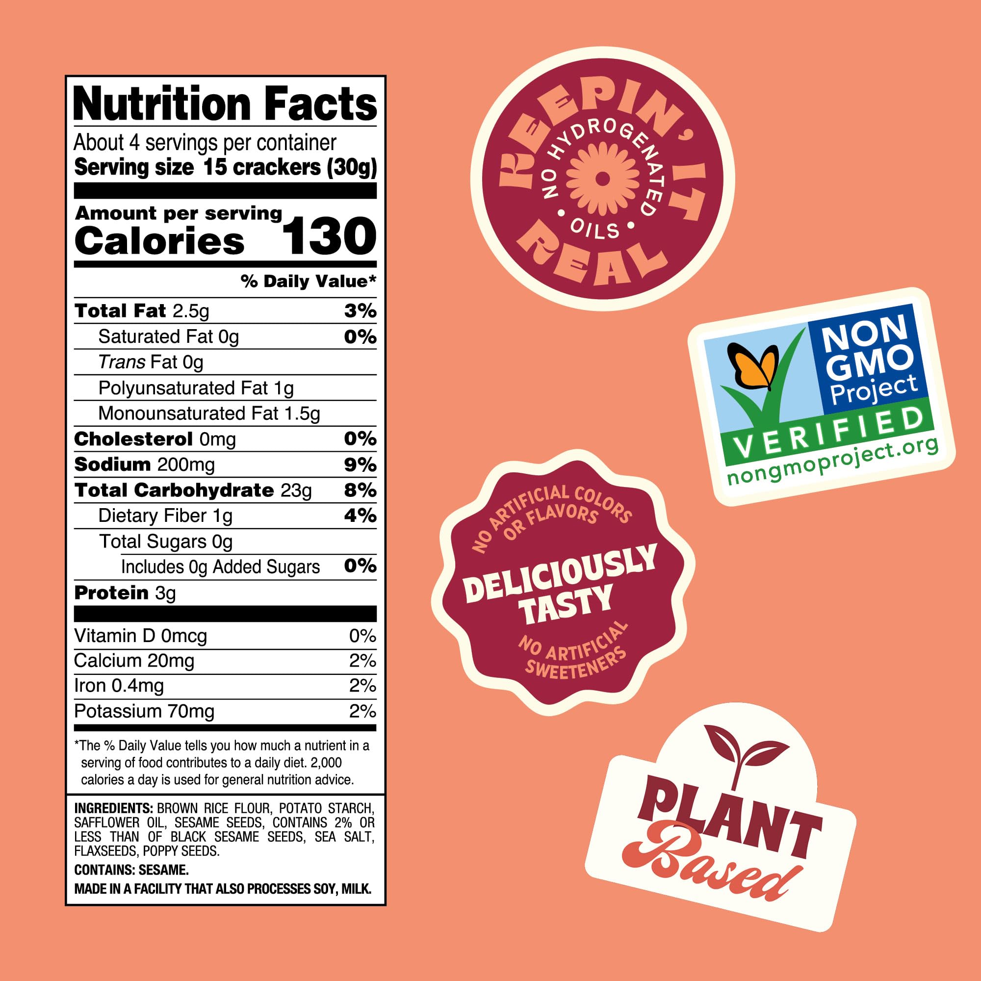Closeup of Back to Nature gluten free crackers multi-seed showing crunchy texture ideal for pairing.