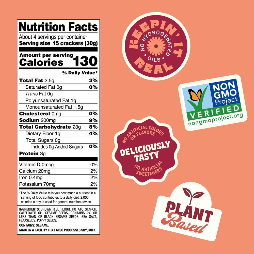 Closeup of Back to Nature gluten free crackers multi-seed showing crunchy texture ideal for pairing.