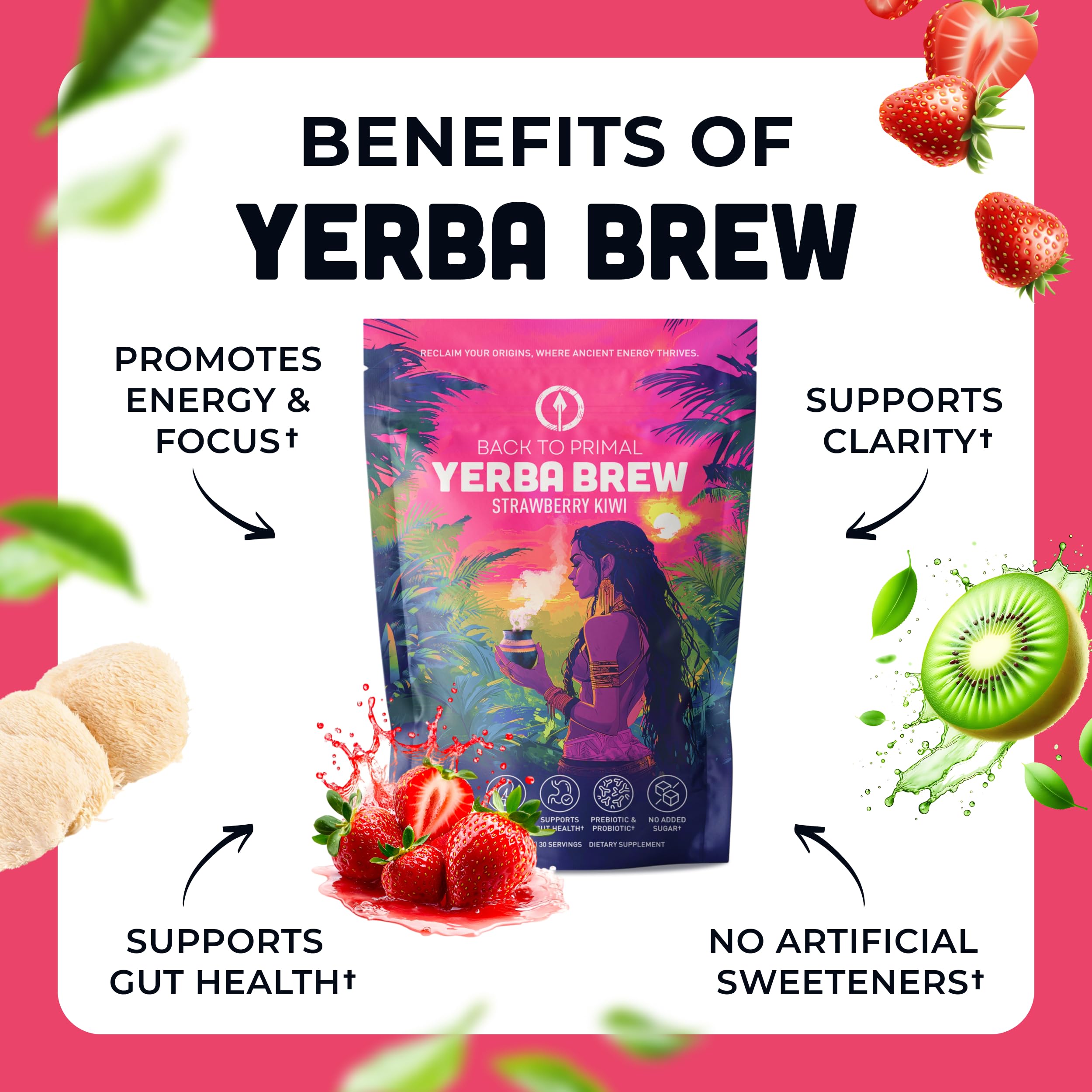 Back to Primal Yerba Mate Instant Tea scoop indicating quick morning ritual