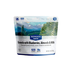 Backpacker's Pantry granola with blueberries and almonds ready for camping breakfasts.