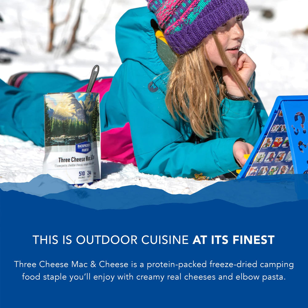 Backpacker's Pantry Three Cheese Mac & Cheese ingredients ready to rehydrate on trail