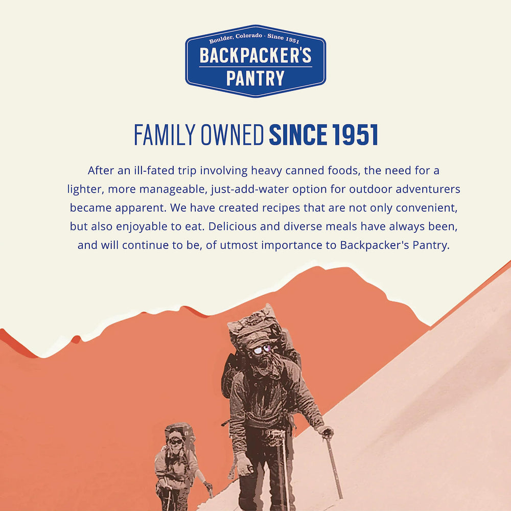 Backpacker's Pantry granola with water for quick, hot or cold meals.