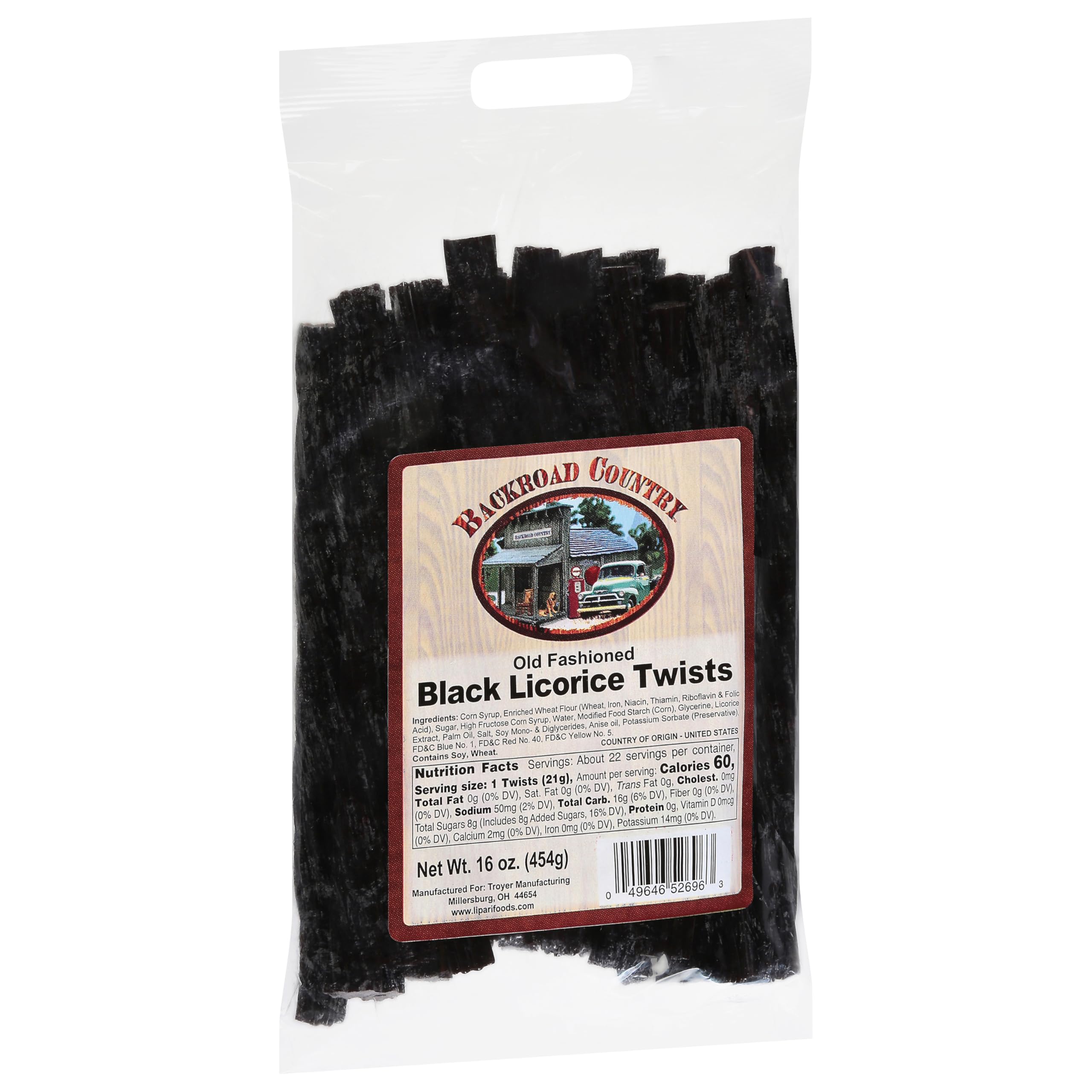 Zoom on Backroad Country licorice bites, emphasizing chewy texture.