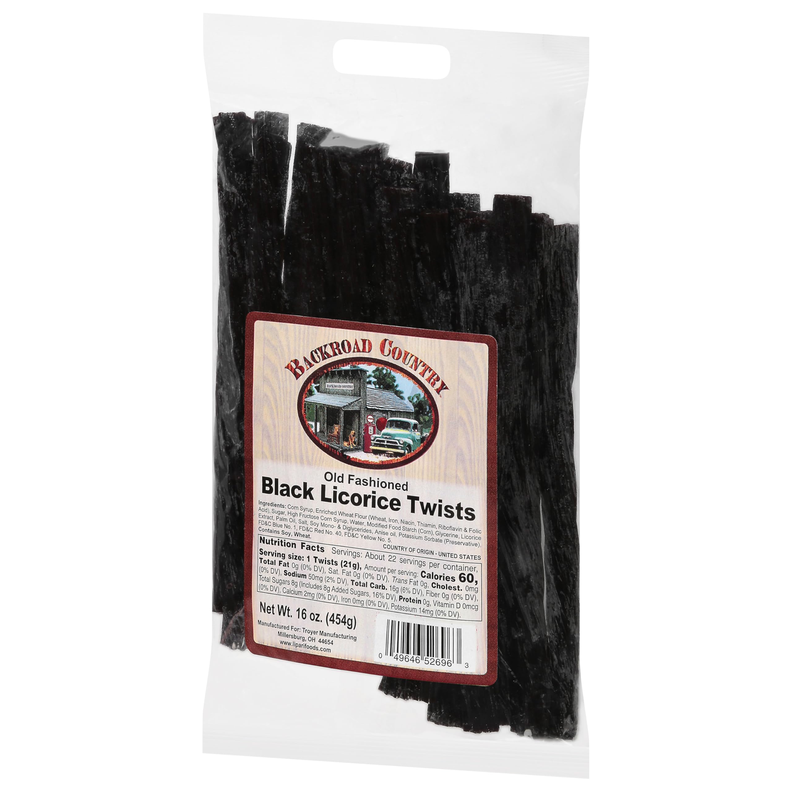 Gift-ready Backroad Country licorice packaging ideal for baskets or parties.