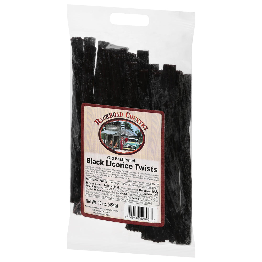 Gift-ready Backroad Country licorice packaging ideal for baskets or parties.