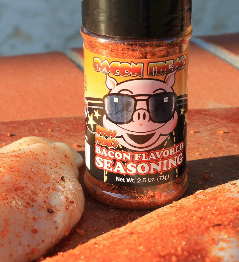 Boss Hog Seasoning bottle proudly labeled as made in the USA by Bacon Freak.