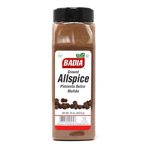 Badia allspice powder in glass bottle for marinades and savory dishes