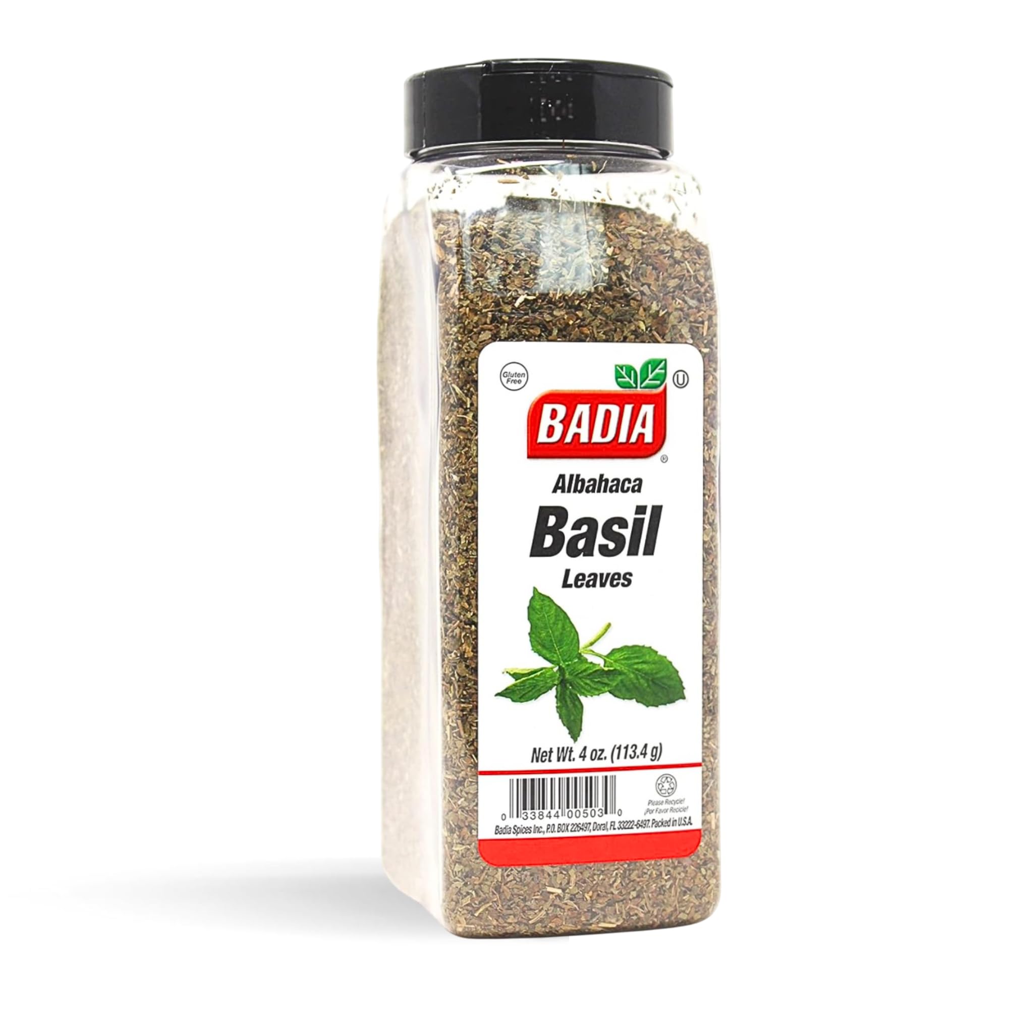 Badia Basil Leaves packaging and label, showcasing premium dried basil for effortless seasoning.