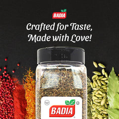 Badia Basil Leaves on pasta sauce, suggesting a vibrant flavor boost for Italian classics.