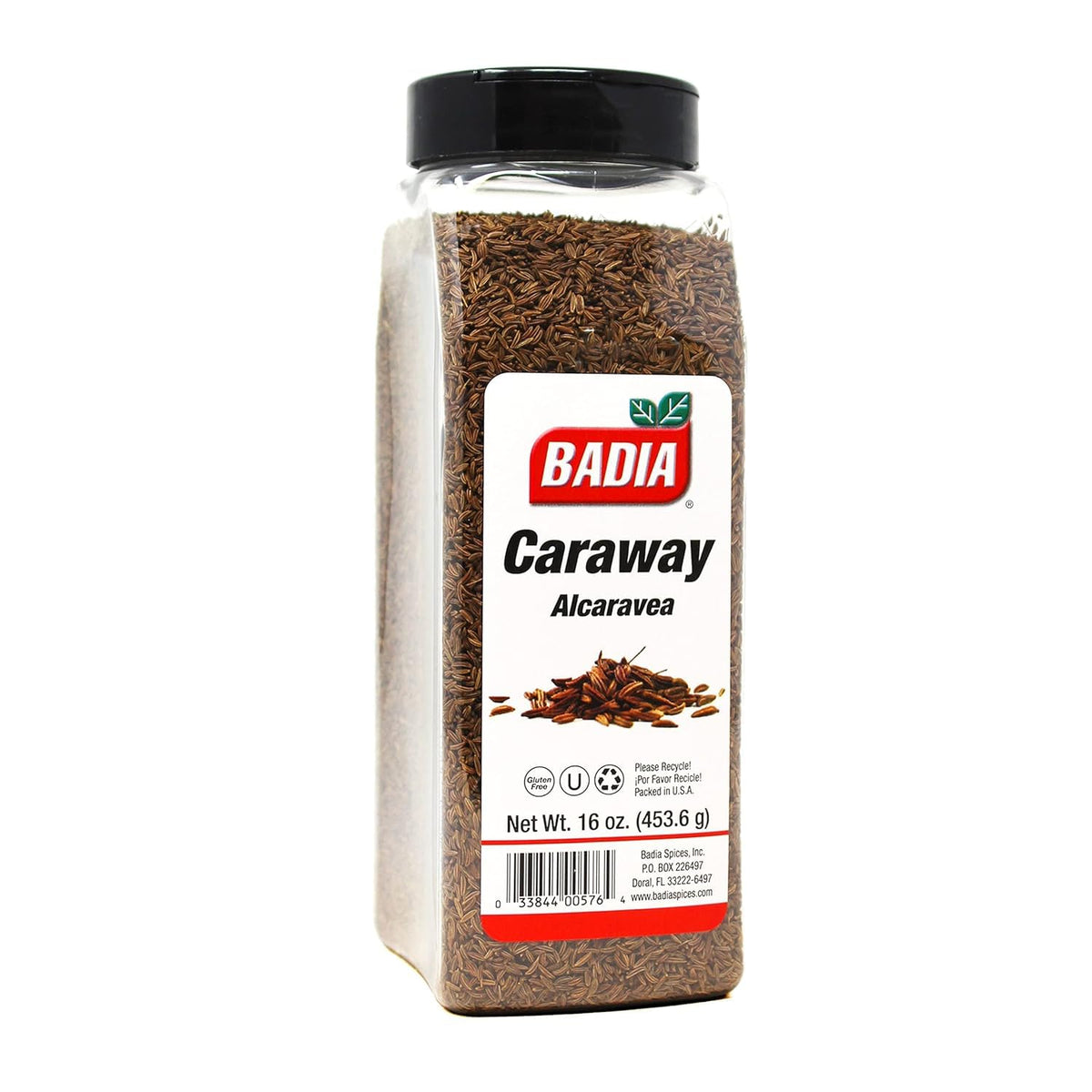 Badia caraway seeds bottle close-up, boosting aroma for breads.