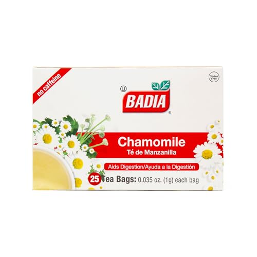 Badia Chamomile Tea cup with steam signaling relaxation after a busy day