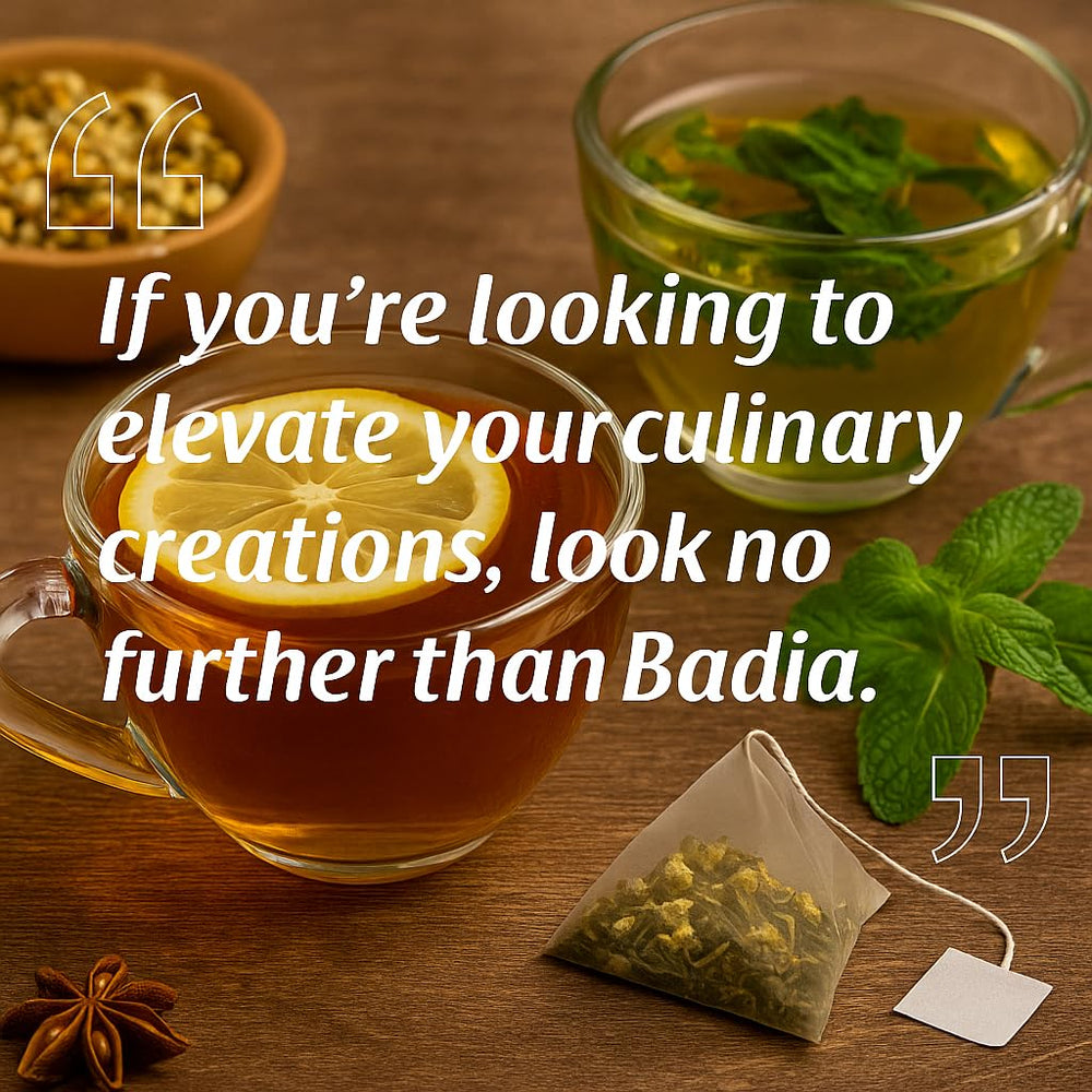 Badia Chamomile Tea packaging and label showcasing heritage and quality