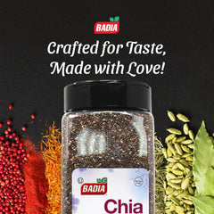 Badia chia seeds in yogurt dish for texture and nutrition boost.